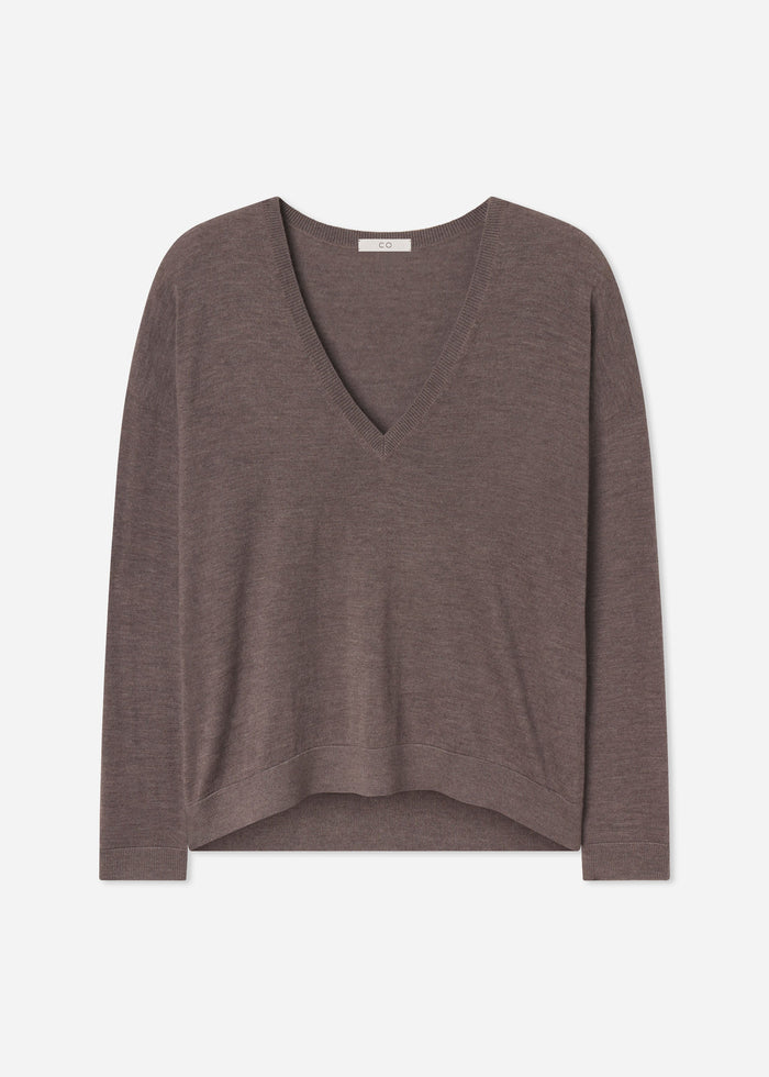V-Neck Sweater in Fine Cashmere - Hazelnut