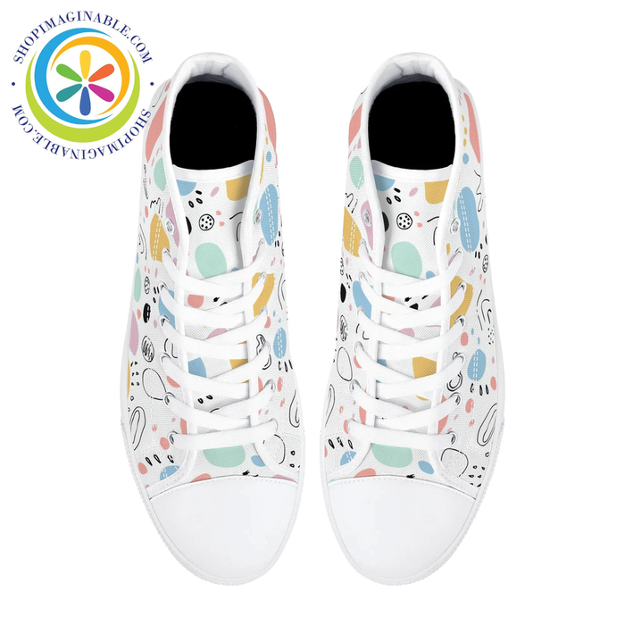 Abstract Pastels Ladies High Top Canvas Shoes