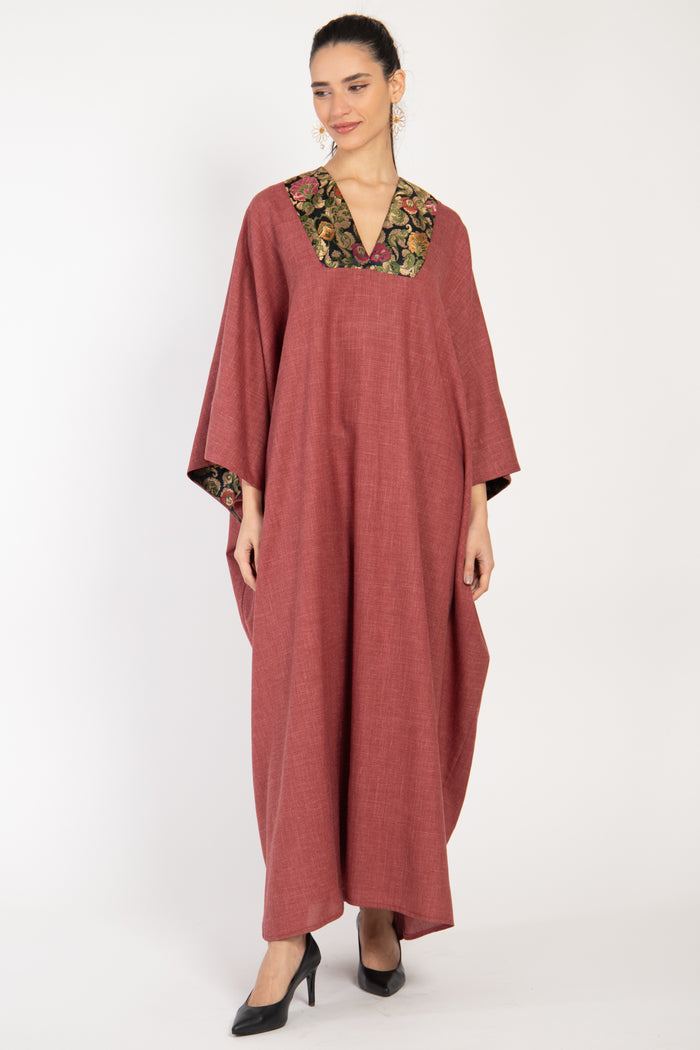 Adan Wool Blend Pink Kaftan