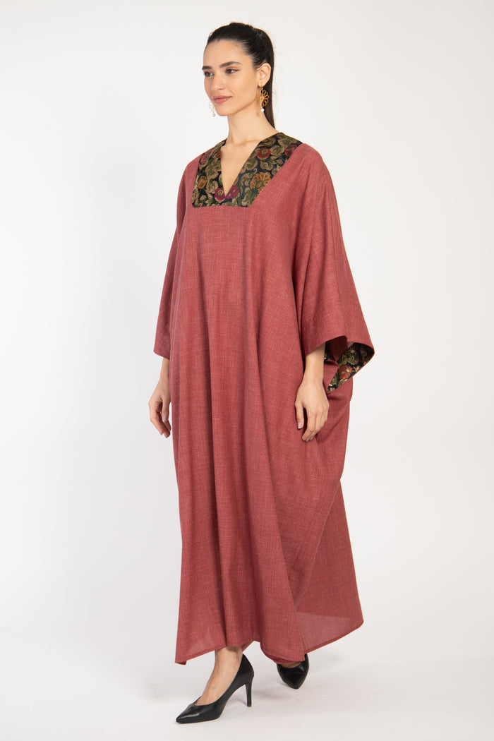 Adan Wool Blend Pink Kaftan