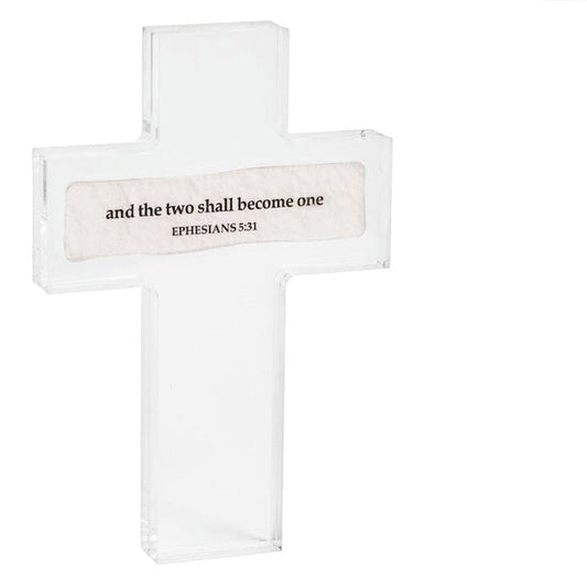 Set of three cross-shaped signs with inspirational quotes on a white background