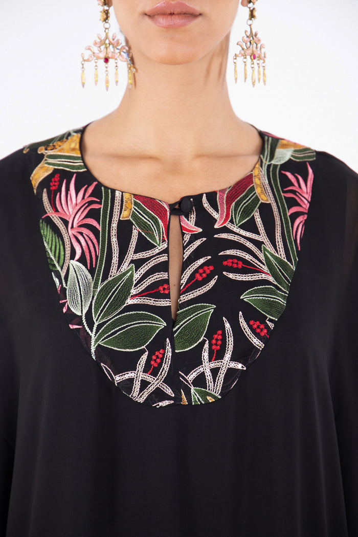 Asmahan Georgette Embroidered Black  Dress