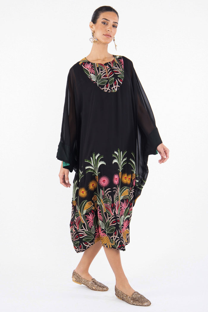 Asmahan Georgette Embroidered Black  Dress