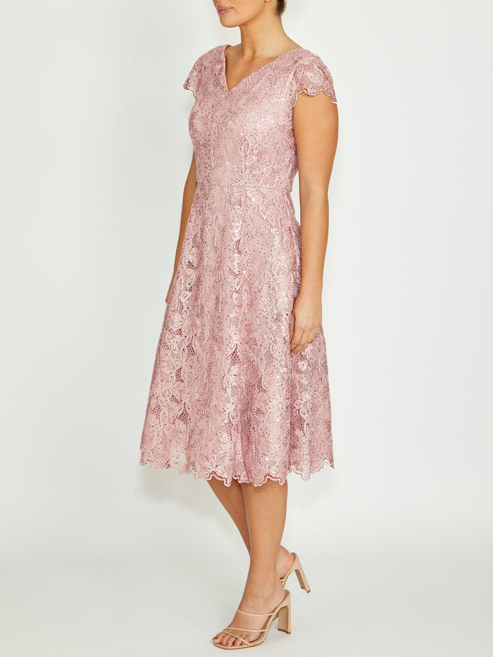 Audrey Mauve Lace Dress