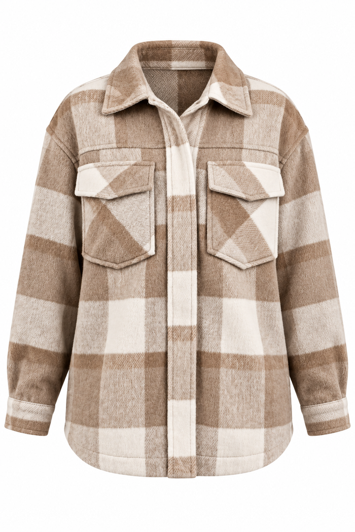 Autumn Plans Taupe Plaid Shacket