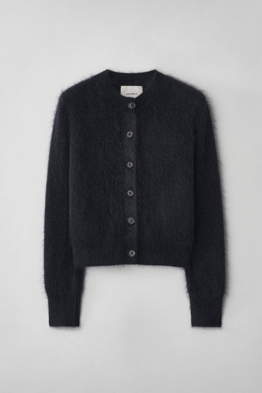 Azalea Brushed Cashmere Cardigan - Black Brushed