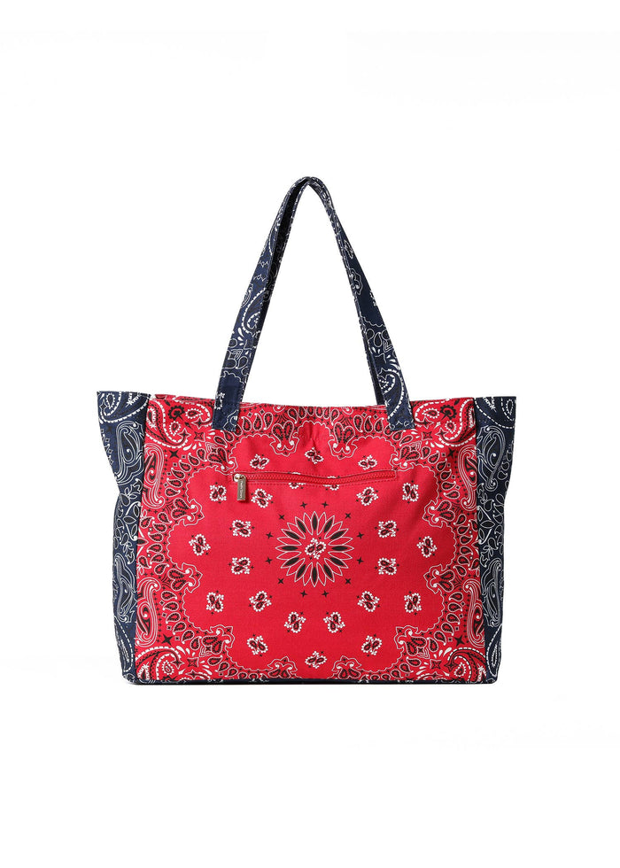 Bandana Print Canvas Tote - Bailey Red/Navy