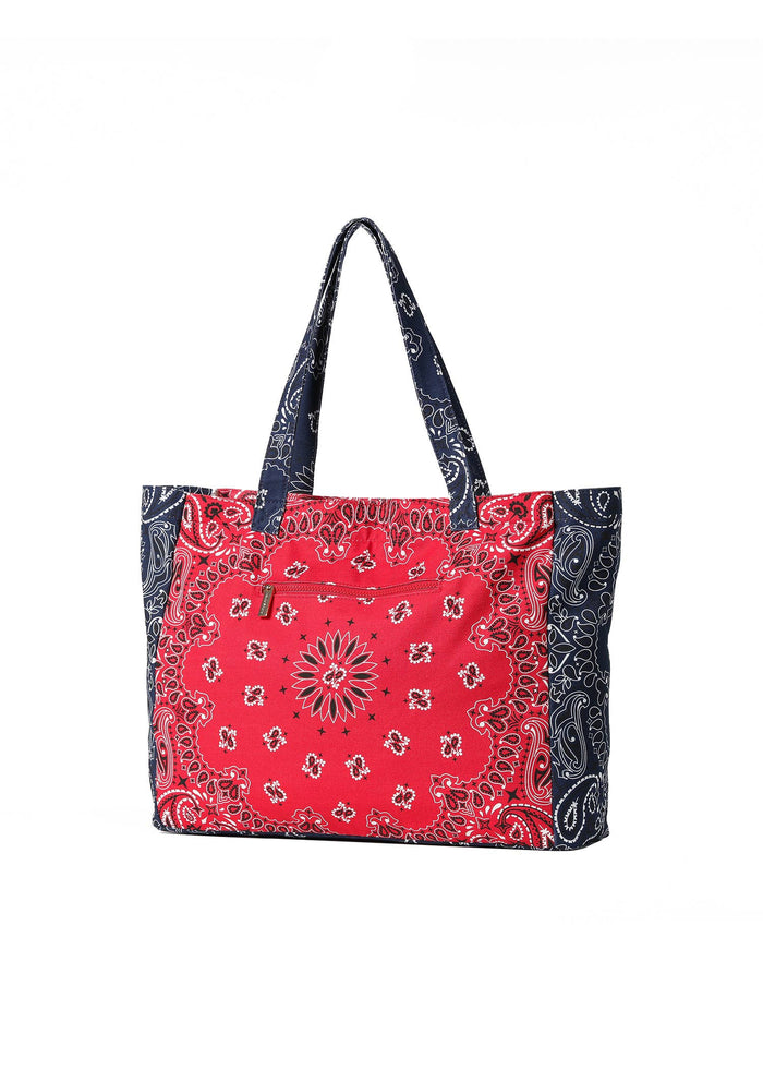 Bandana Print Canvas Tote - Bailey Red/Navy