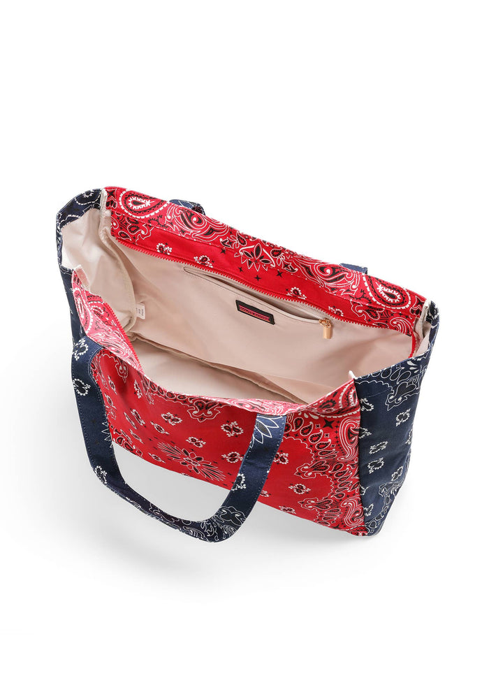 Bandana Print Canvas Tote - Bailey Red/Navy