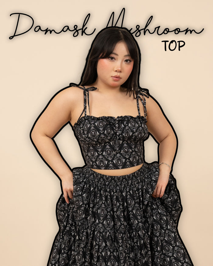 Black Damask Mushroom Top