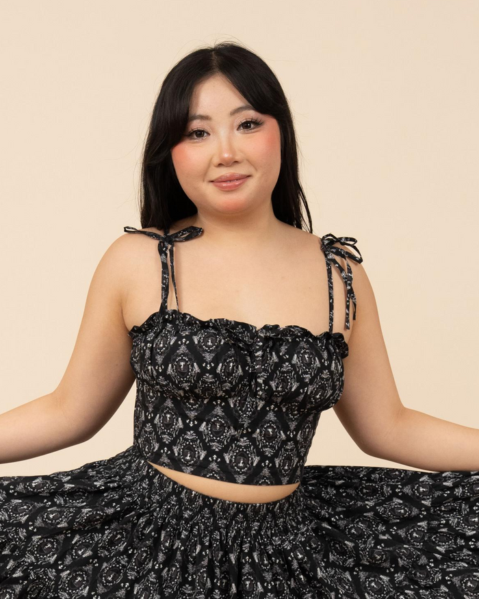 Black Damask Mushroom Top
