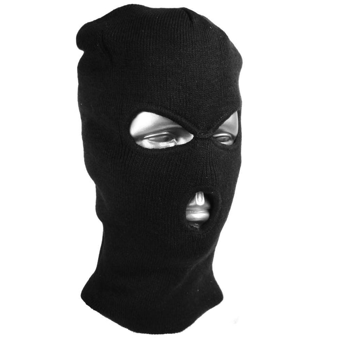 Black Knitted 3 Hole Balaclava - Sturm - Beanies & Balaclavas
