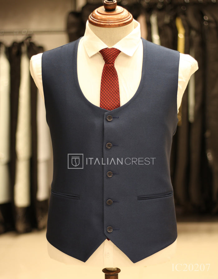 Blue 3-Piece Notch Lapel Suit