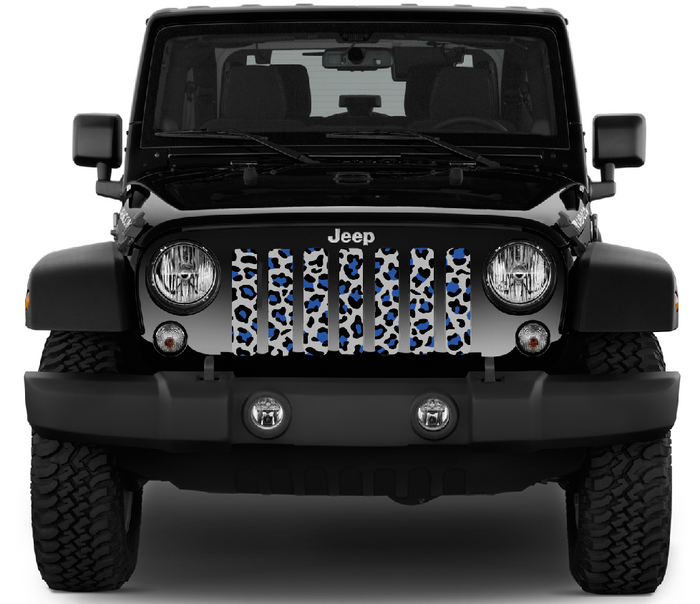 Blue and Gray Leopard Print Grille Insert