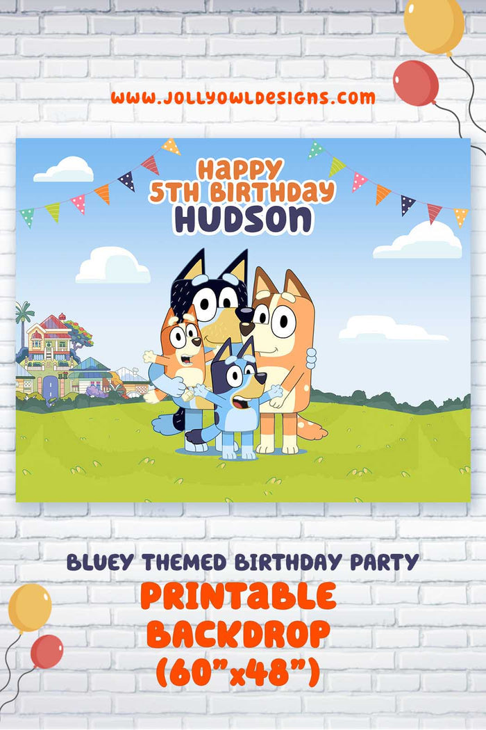 Bluey Birthday Party Backdrop Banner - Digital Printable