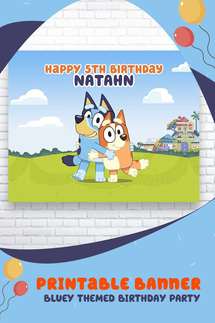 Bluey Birthday Party Printable Backdrop Banner - Jolly Owl Designs