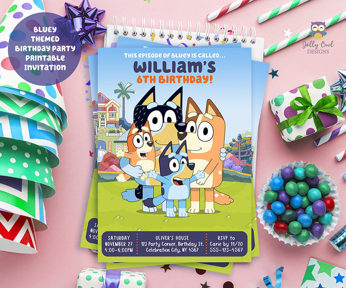 BLUEY Themed Birthday Party Invitation-Digital Printable