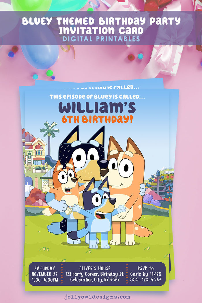 BLUEY Themed Birthday Party Invitation-Digital Printable