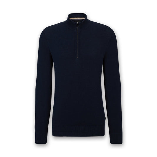 Boss - Ebrando_P Zip Neck Sweater in Navy - Nigel Clare