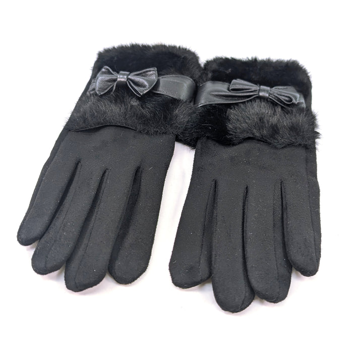 Bow And Faux Gloves - Black