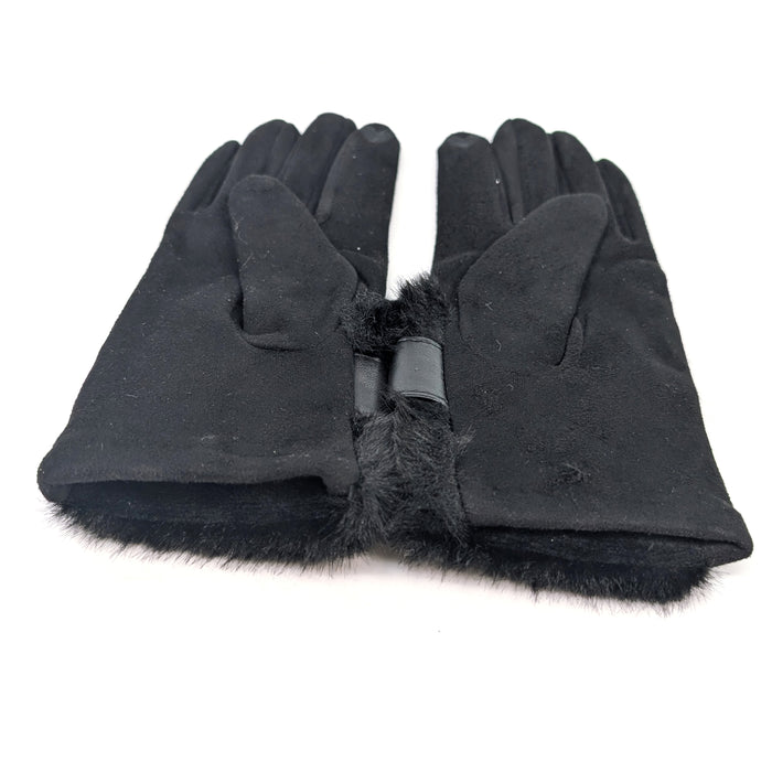Bow And Faux Gloves - Black