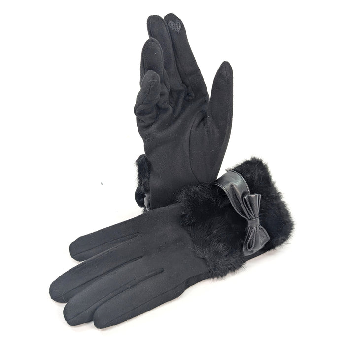 Bow And Faux Gloves - Black