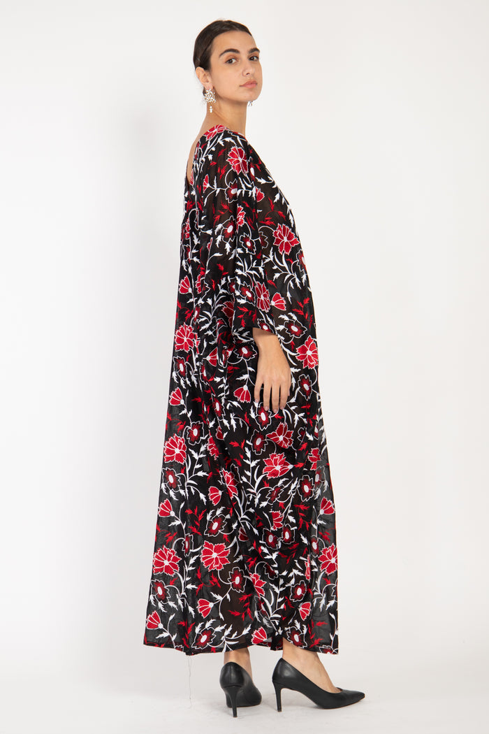Carthage Georgette Black Embroidered Dress