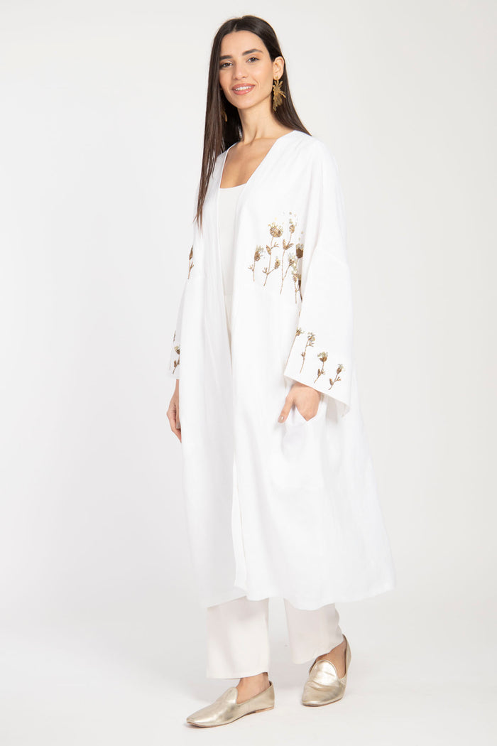 Carthage Hand Embroidered White Abaya