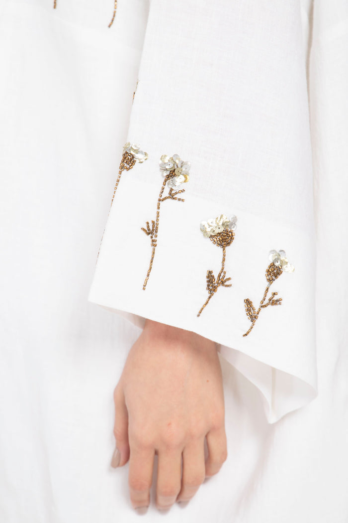 Carthage Hand Embroidered White Abaya