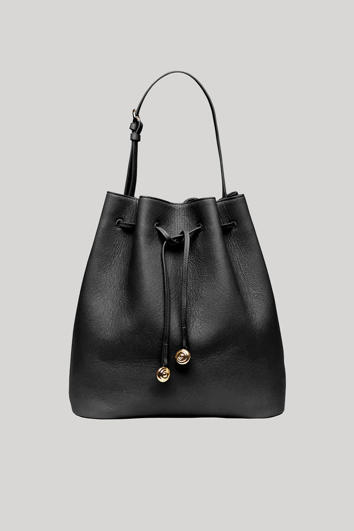 Charm Bucket - Black Calf Leather