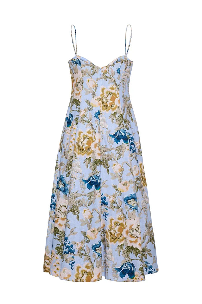 Cherry Dress - Flora Meadow Light Blue