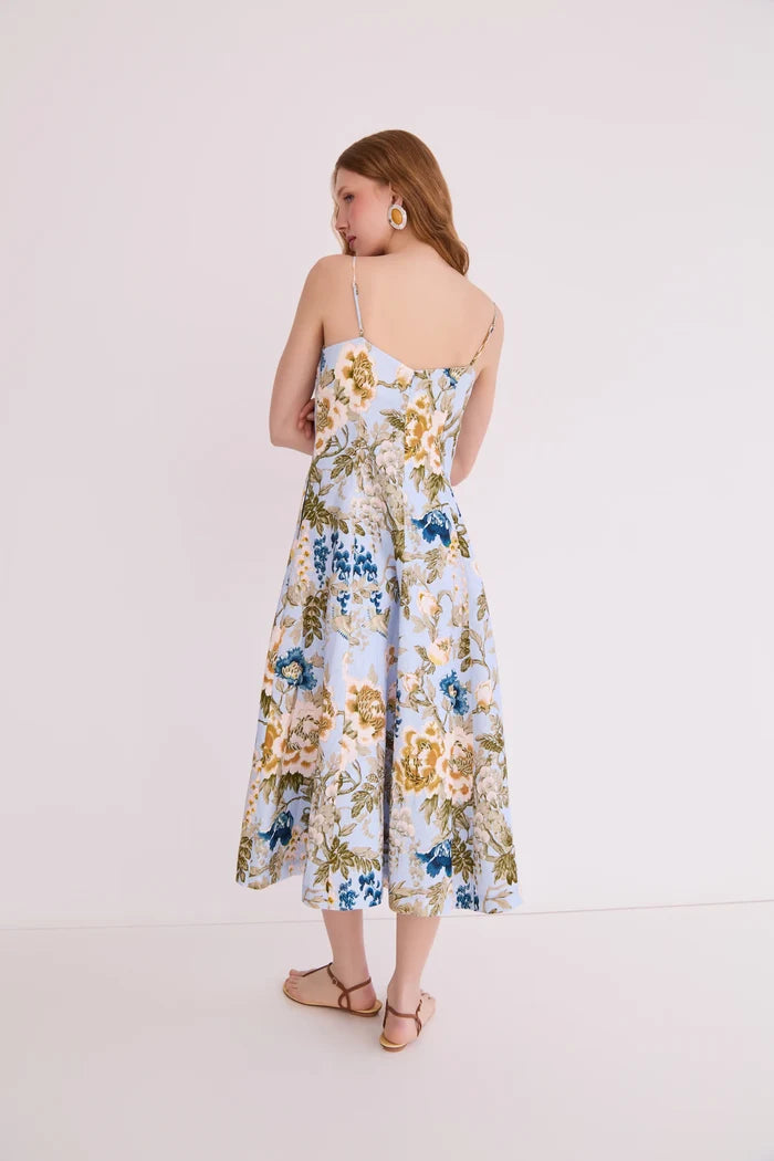 Cherry Dress - Flora Meadow Light Blue