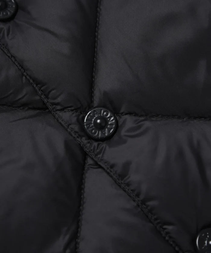 City Single Snap Button Crew Neck Long Down Coat