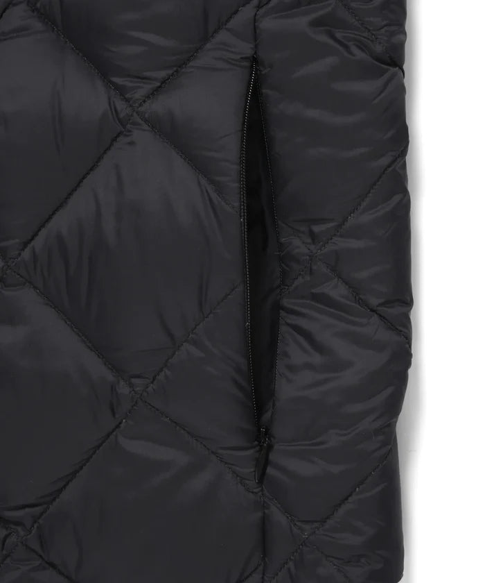 City Single Snap Button Crew Neck Long Down Coat