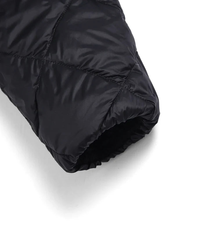 City Single Snap Button Crew Neck Long Down Coat