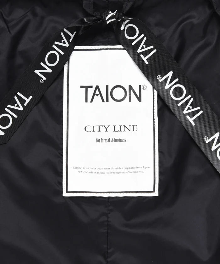 City Single Snap Button Crew Neck Long Down Coat