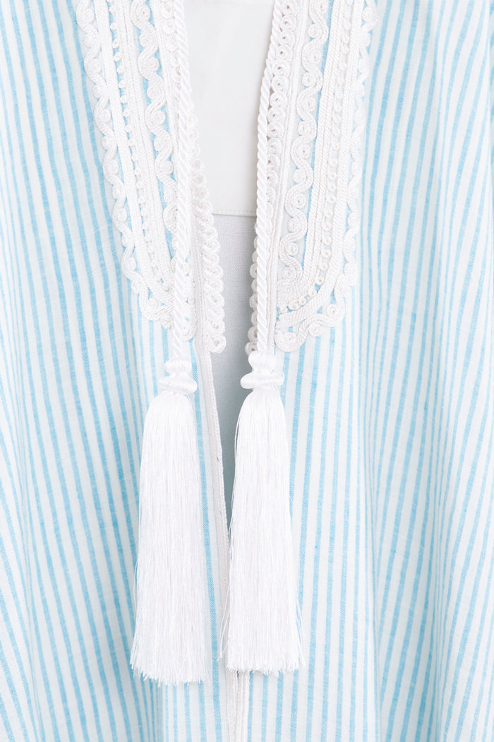 Classic Linen Light Blue Abaya