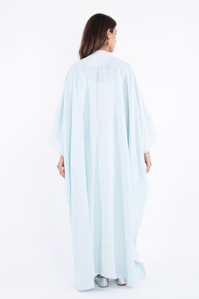 Classic Linen Light Blue Abaya