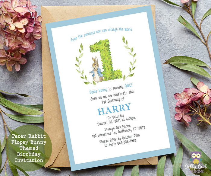 Classic Peter Rabbit Themed Birthday Party Invitation