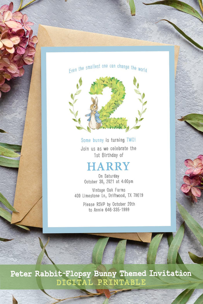 Classic Peter Rabbit Themed Birthday Party Invitation