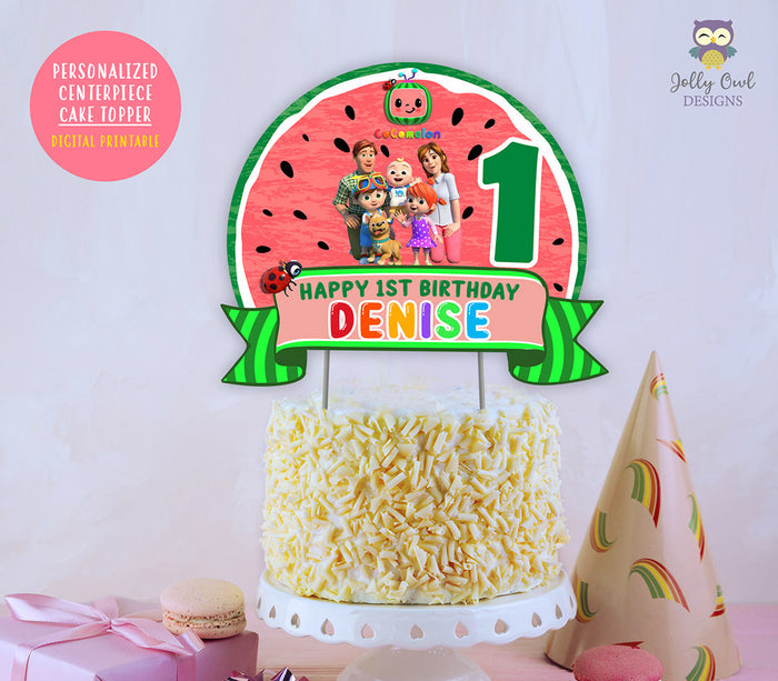 Cocomelon Birthday Party - Personalized Cake Centerpiece or Topper