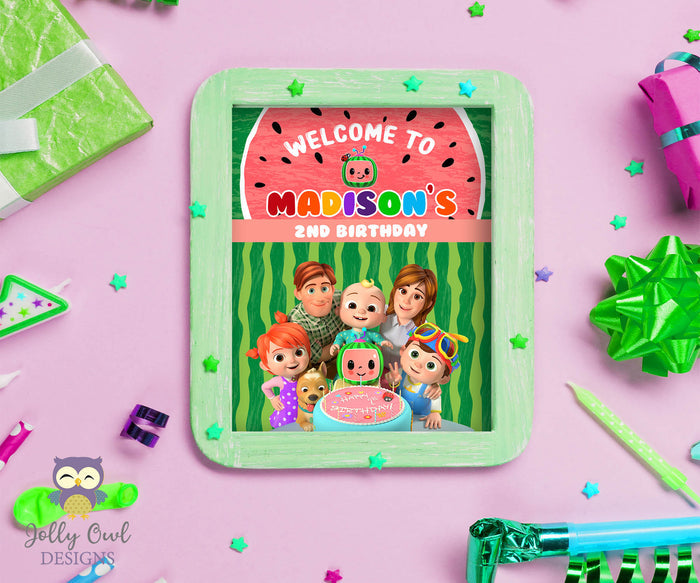 Cocomelon Birthday Party Printable Welcome Sign - Personalized