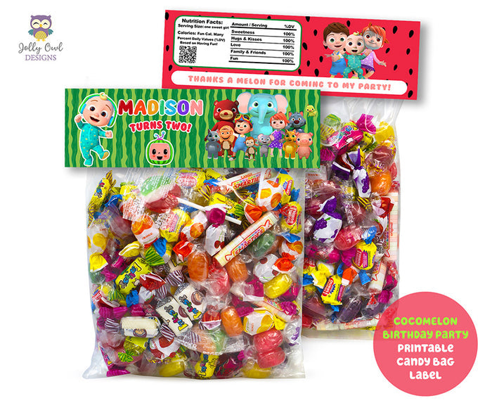 Cocomelon Party Favor Bag Label - Personalized Printable