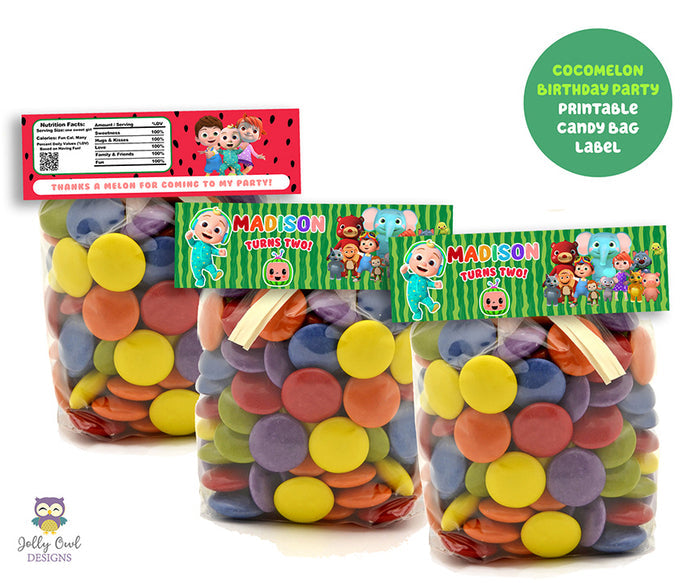 Cocomelon Party Favor Bag Label - Personalized Printable
