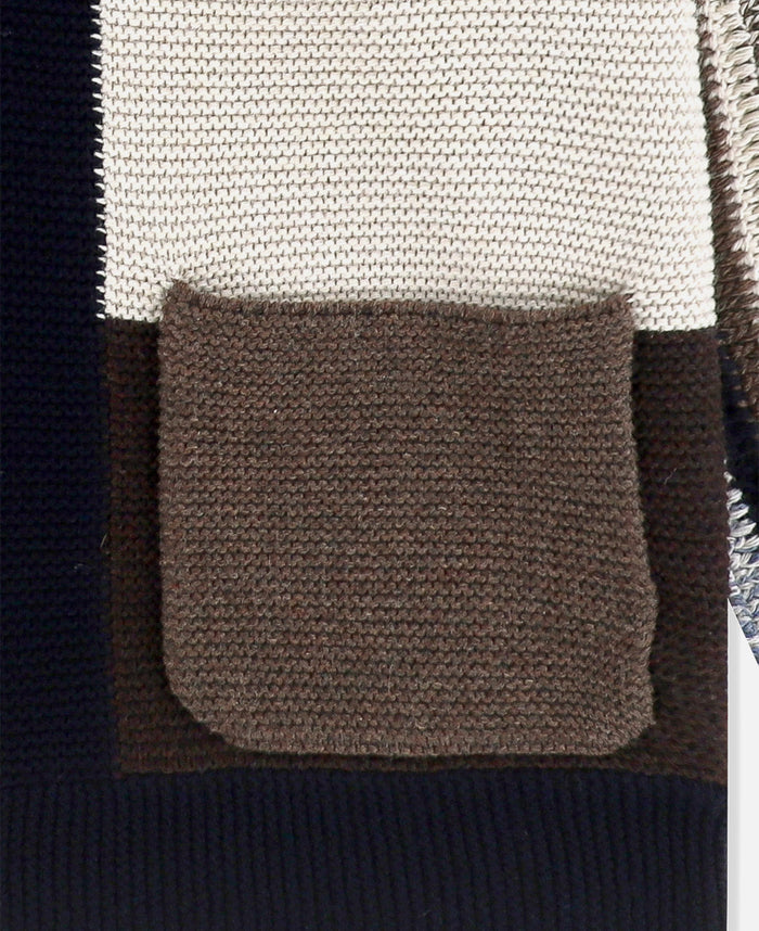Color Block Croche Knit Zip Up (Multi)