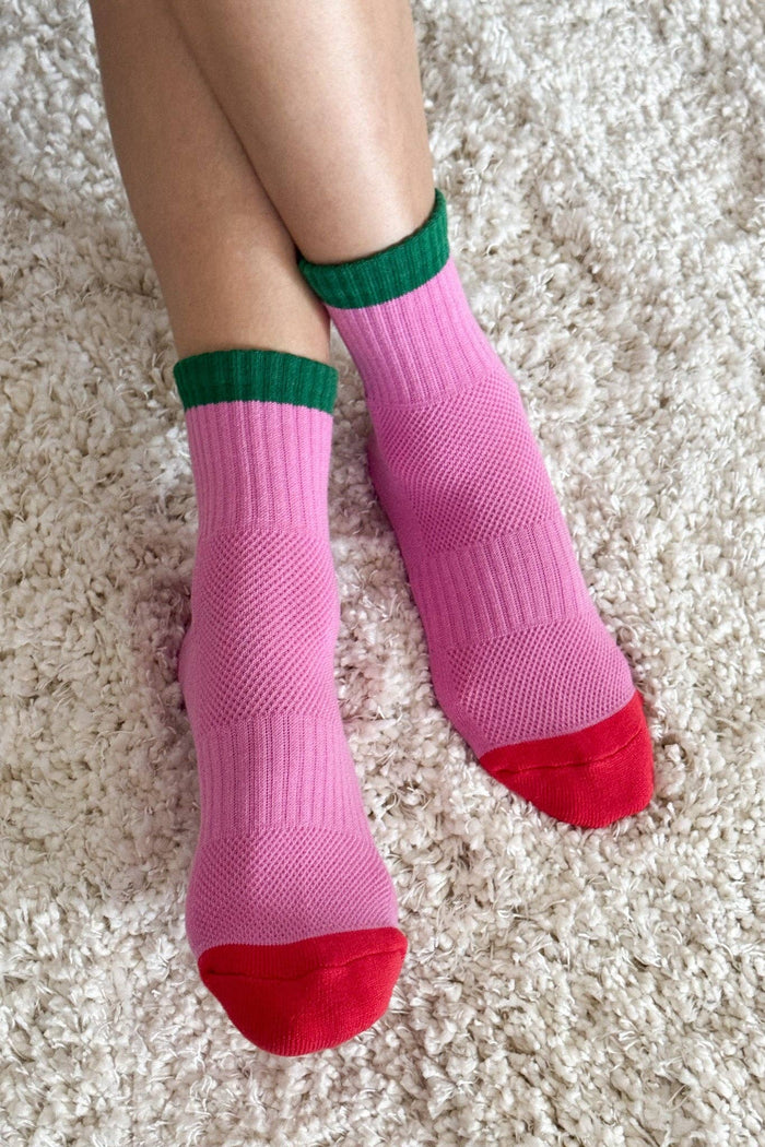 Color Block Girlfriend Socks - Grey Pink