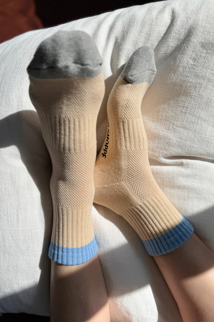 Color Block Girlfriend Socks - Grey Pink