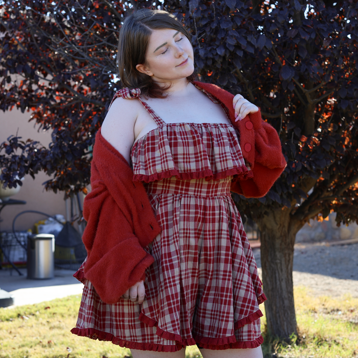 Cropped Fuzzy Crimson Cardigan