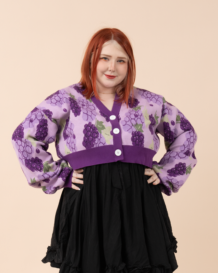 Cropped Grape Cardigan
