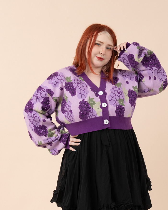 Cropped Grape Cardigan